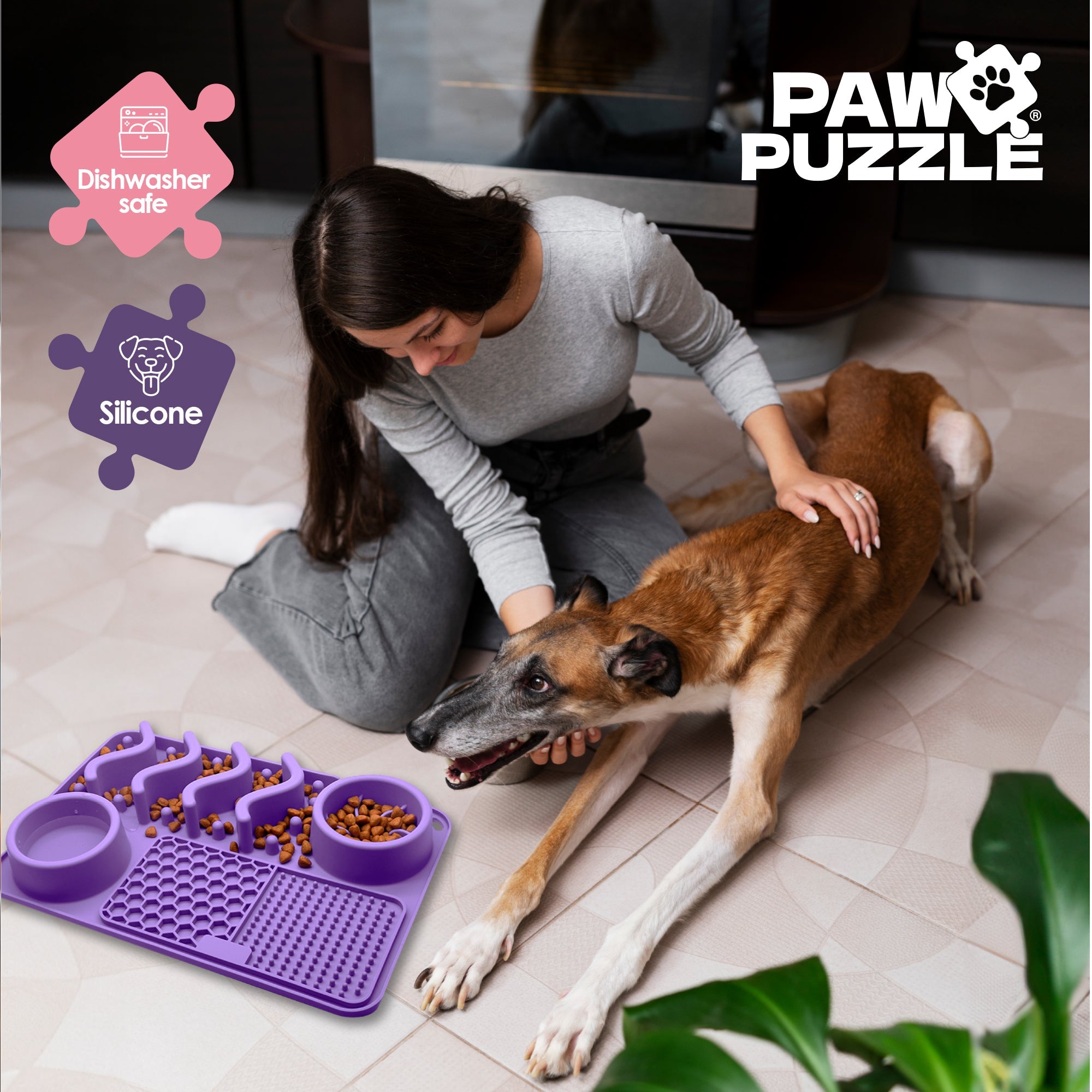 Paw Puzzle Silicone 2-in-1 Slow Feeder & Lick Mat - 3 Sizes & Colors