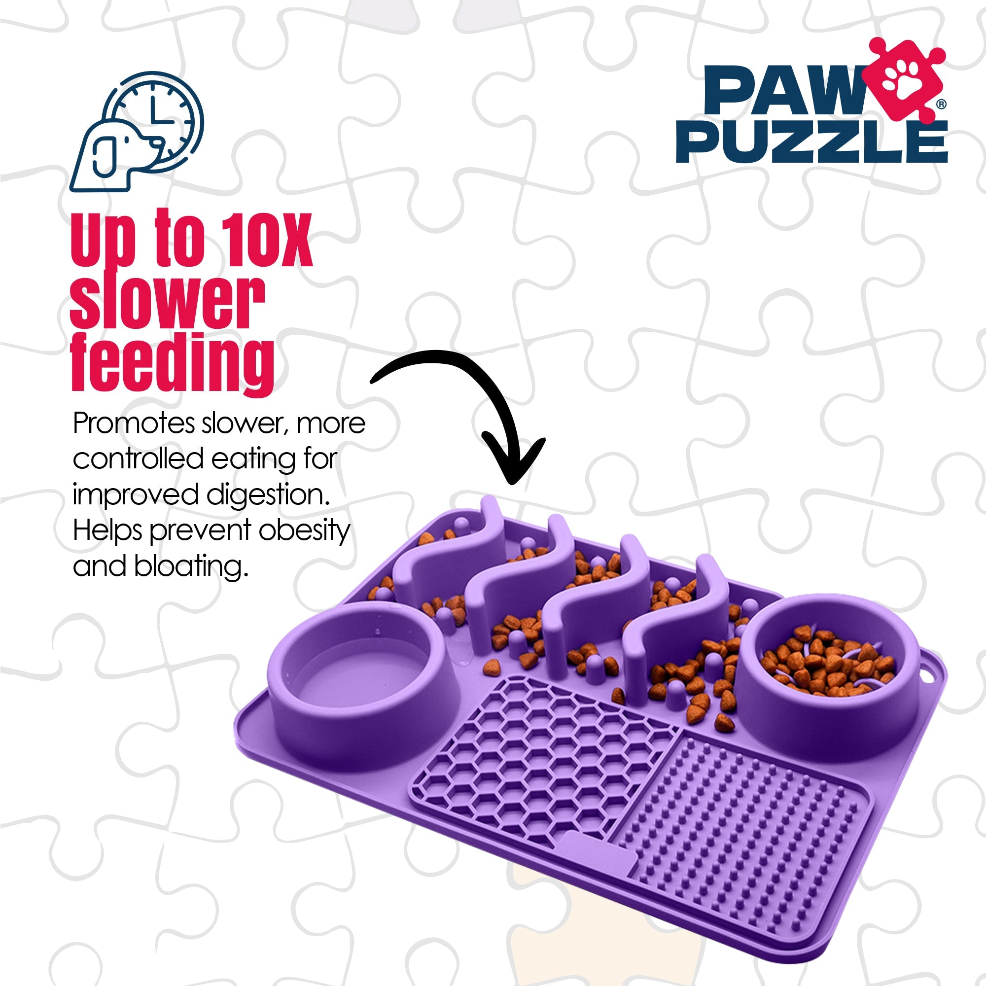 Paw Puzzle Silicone 2-in-1 Slow Feeder & Lick Mat - 3 Sizes & Colors