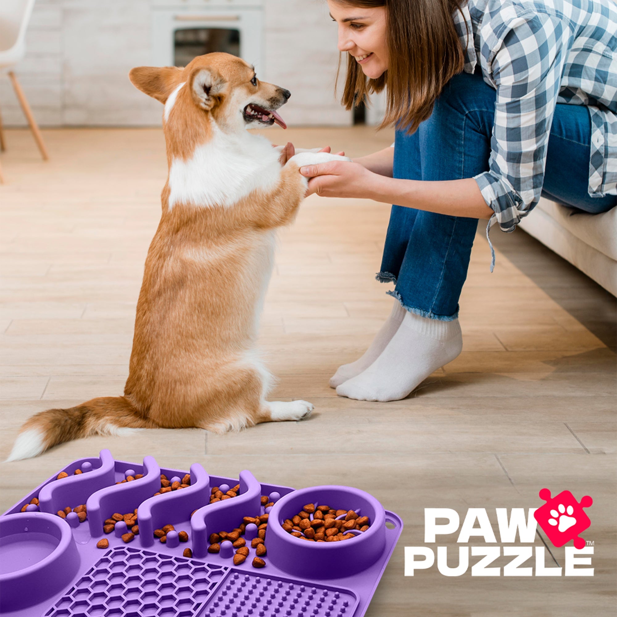Paw Puzzle Silicone 2-in-1 Slow Feeder & Lick Mat - 3 Sizes & Colors