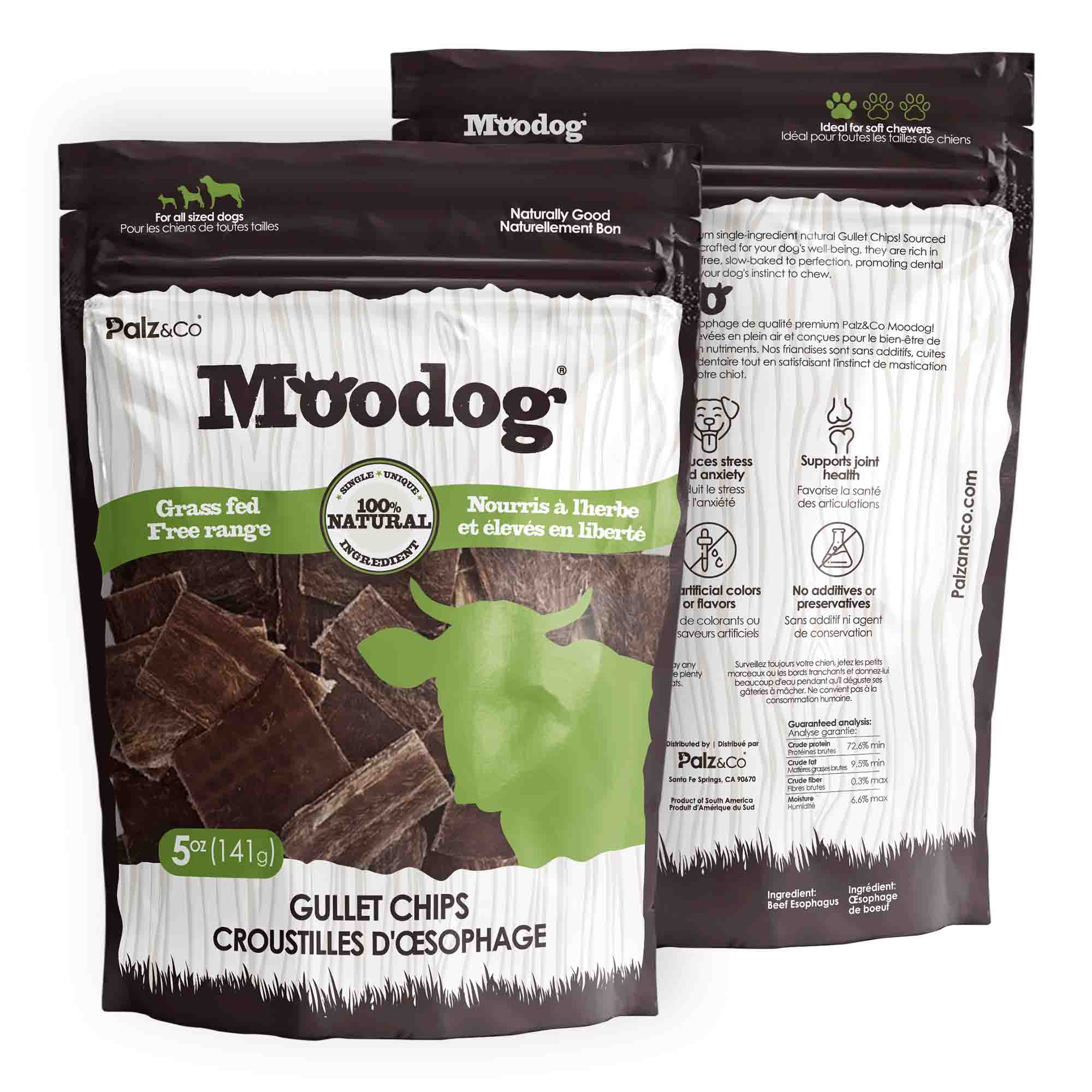 Alternate front view of Moodog Beef Gullet Chips, 5oz Retail