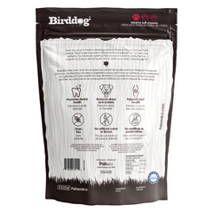 Back view of Palz & Co BirdDog Duck Sausage Treats packaging, 20 Pack Retail.