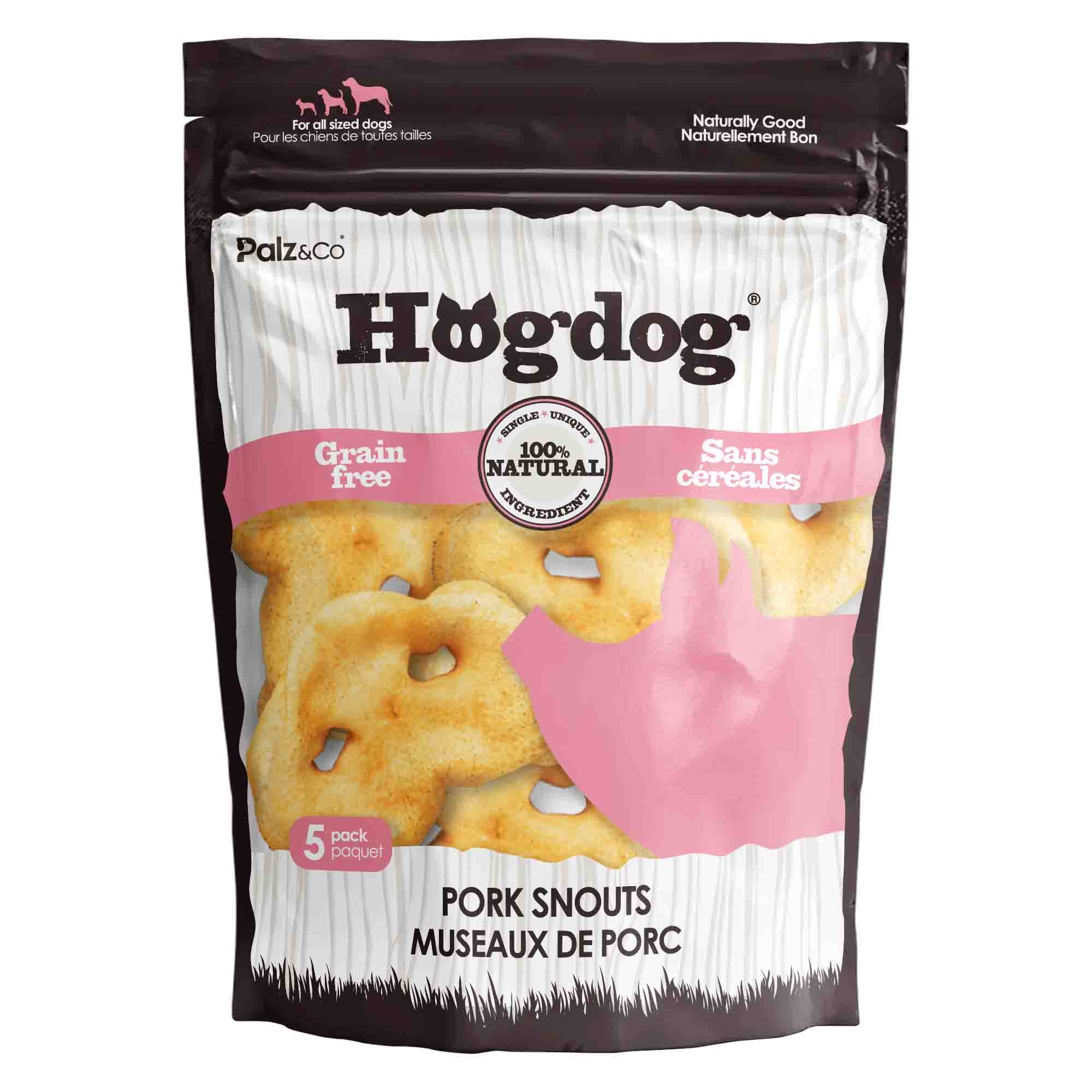 Front view of Palz & Co HogBog Pork Snouts, 5-pack Retail