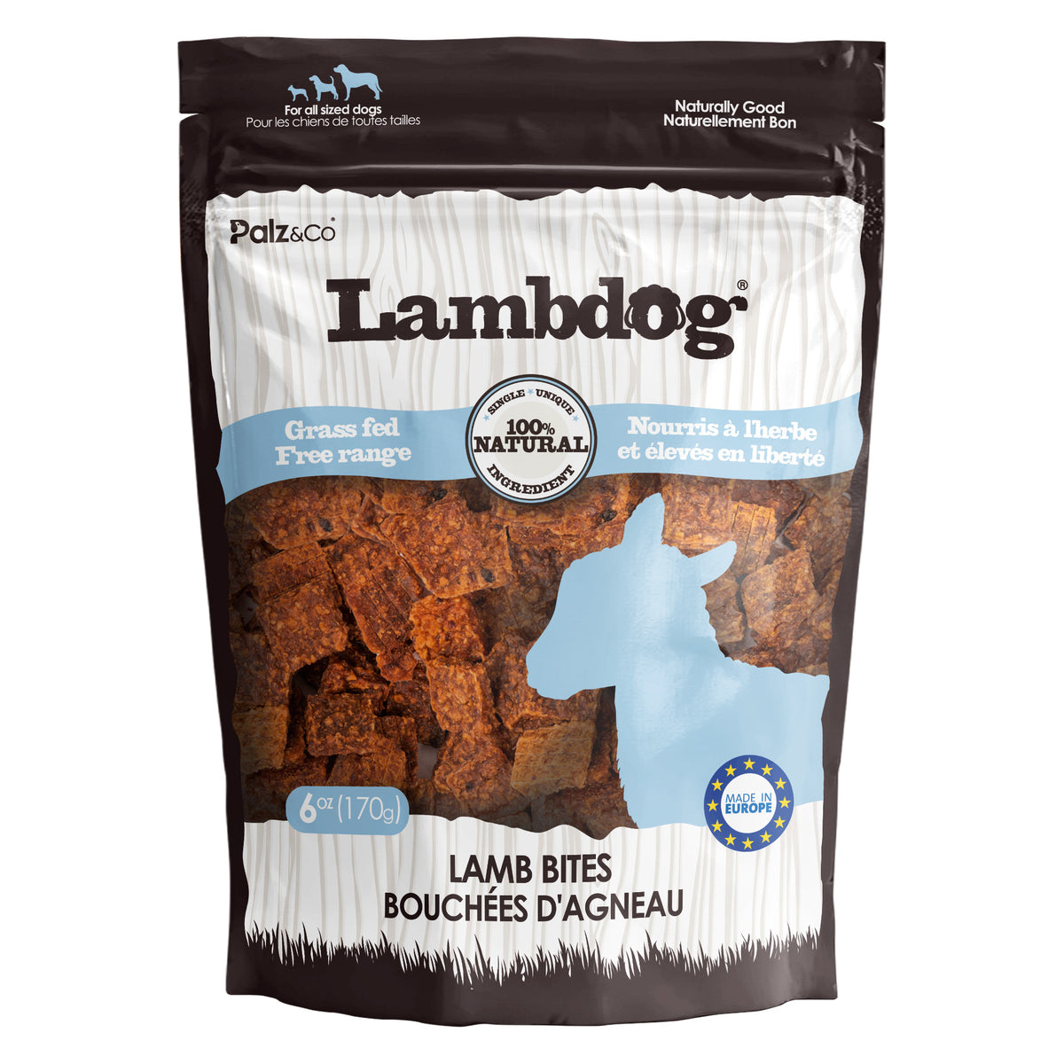 Front view of Palz & Co LamDog Lamb Bites, 6oz Retail