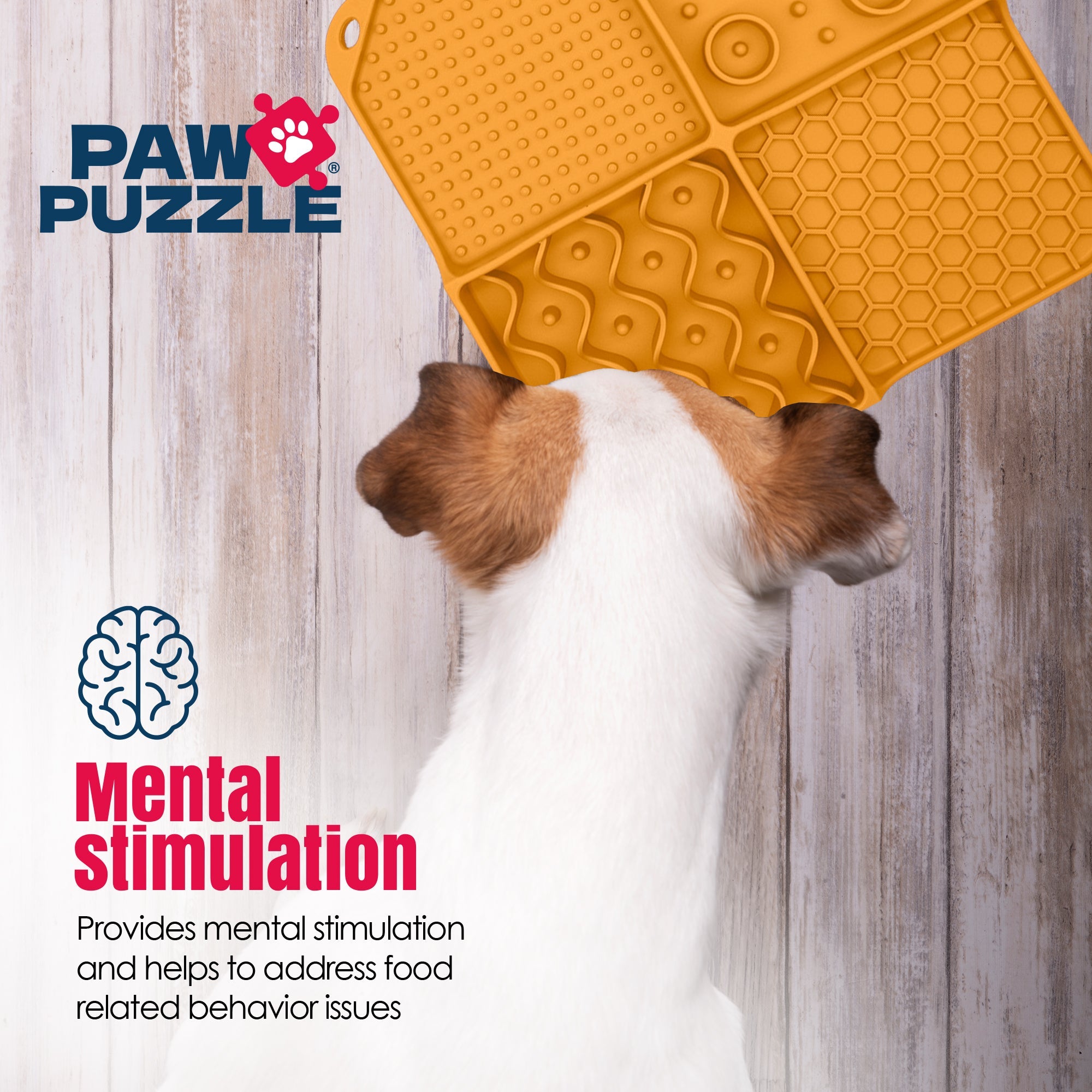 Paw Puzzle Silicone Slow Feeding Mat - Small Orange Secondary image