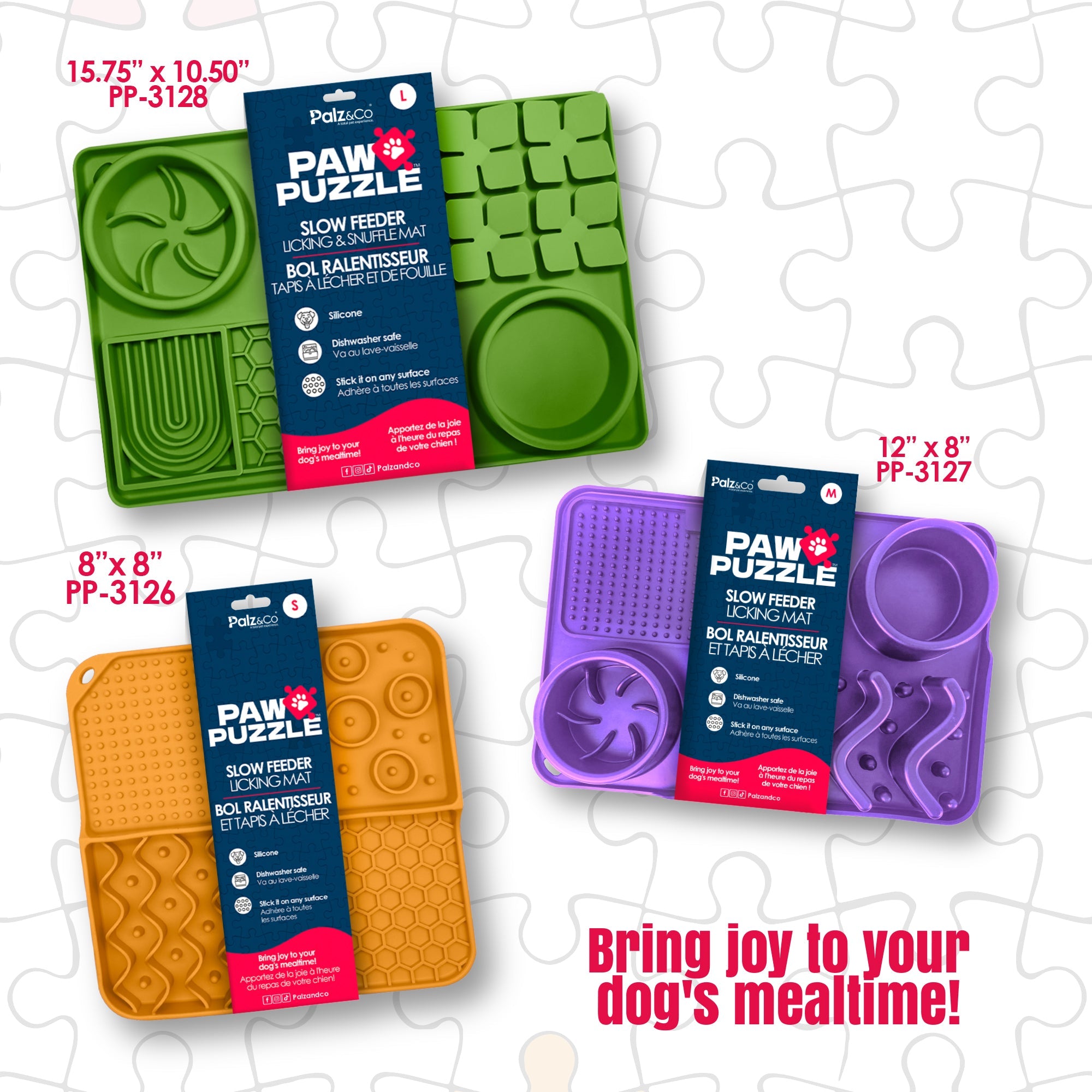 Paw Puzzle Silicone 2-in-1 Slow Feeder & Lick Mat - 3 Sizes, 3 Colors Main image