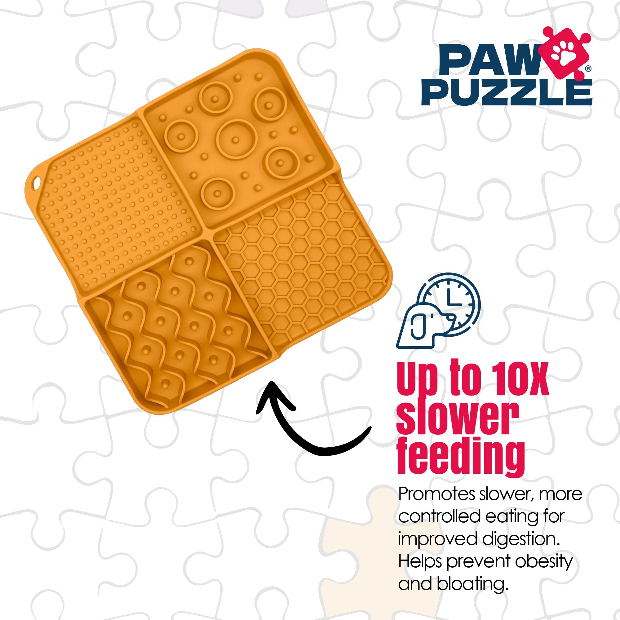 Paw Puzzle Silicone Slow Feeding Mat - Small Orange
