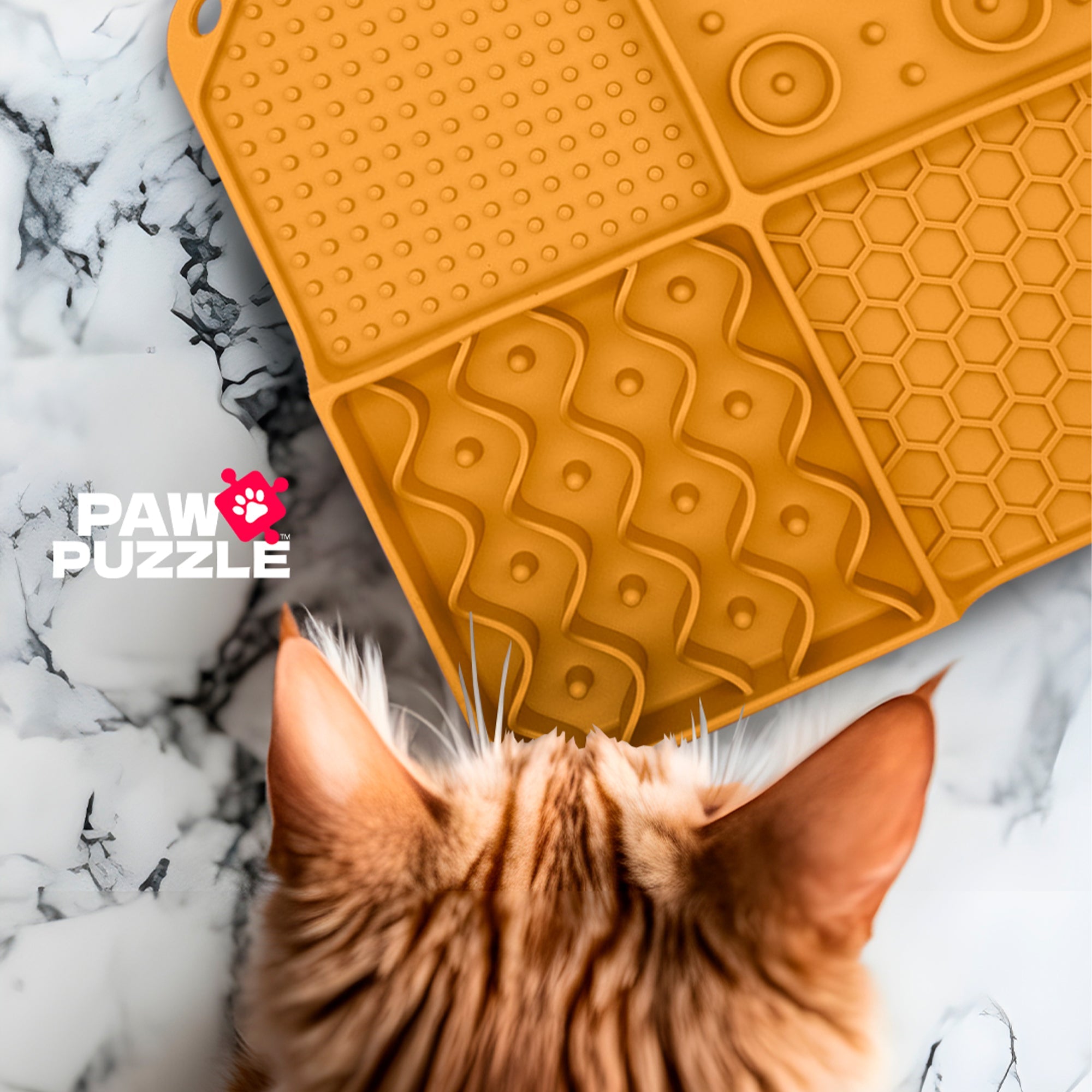 Paw Puzzle Silicone Slow Feeding Mat - Small Orange
