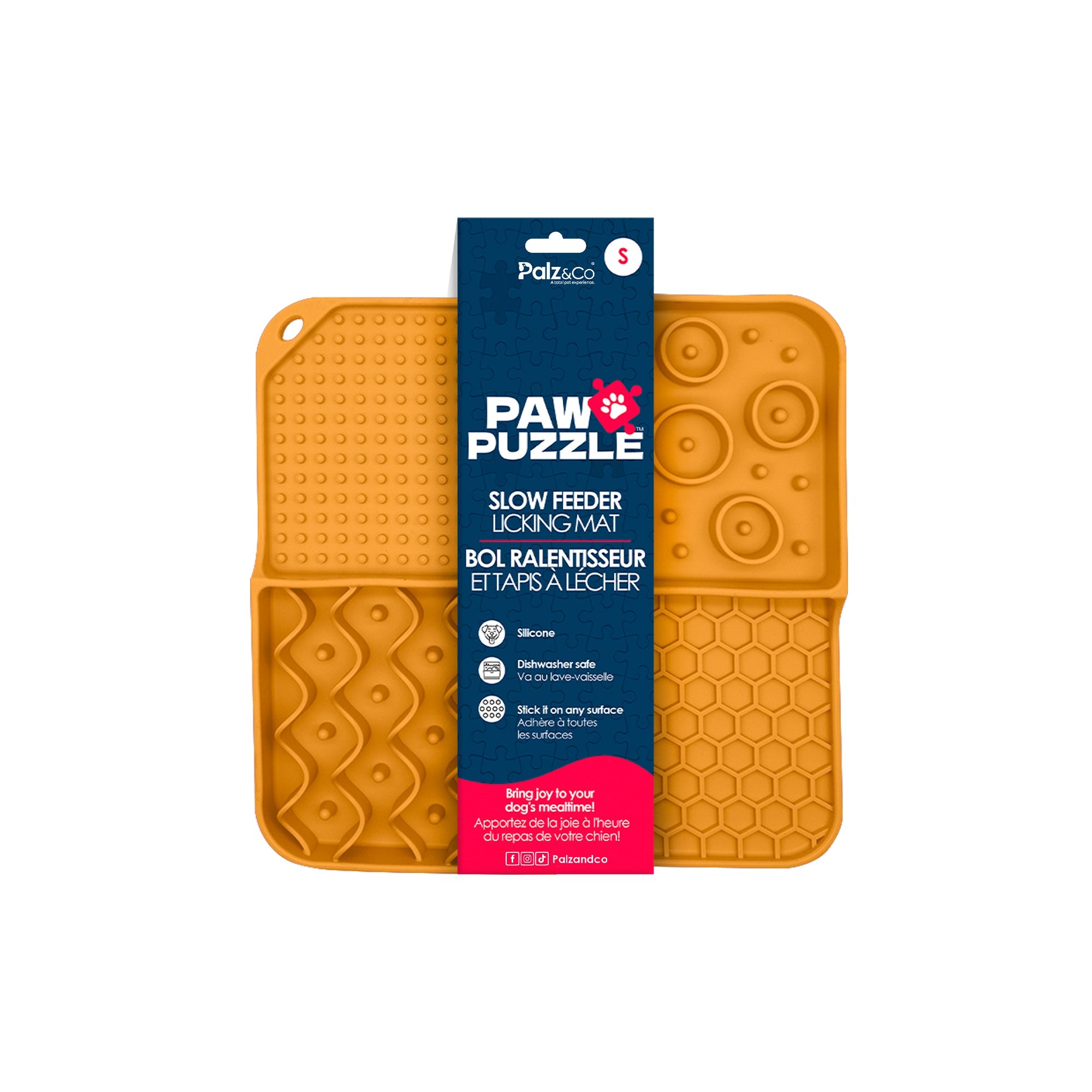 Paw Puzzle Silicone Slow Feeding Mat - Small Orange